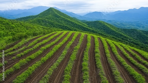 Wallpaper Mural Breathtaking vista, expansive green field meets majestic mountain range at the horizon Torontodigital.ca