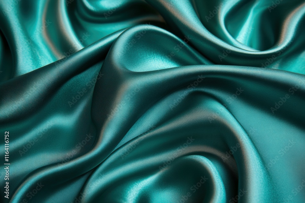 A close-up of luxurious teal satin fabric, showcasing its smooth texture and elegant folds. A close-up of luxurious teal satin fabric, showcasing its smooth texture and elegant folds.