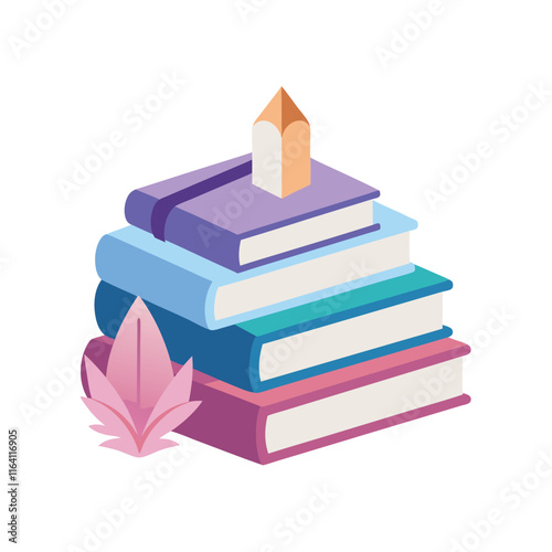 Books vector collection. Stack of colorful books. Reading concept in flat vector design