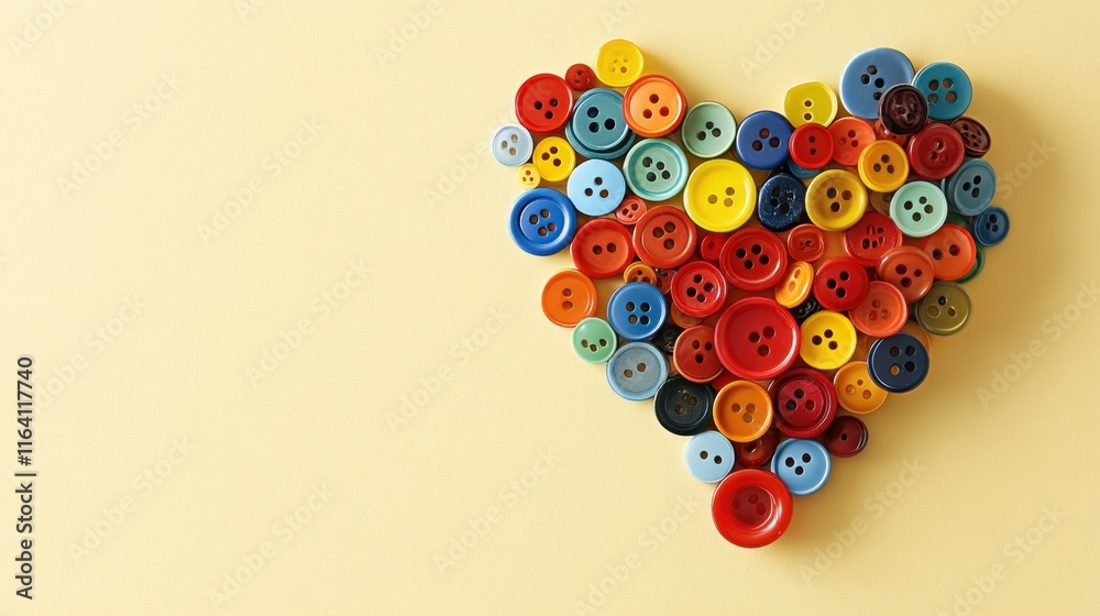 Colorful Heart Shape Created with Various Sewing Buttons Colorful Heart Shape Created with Various Sewing Buttons