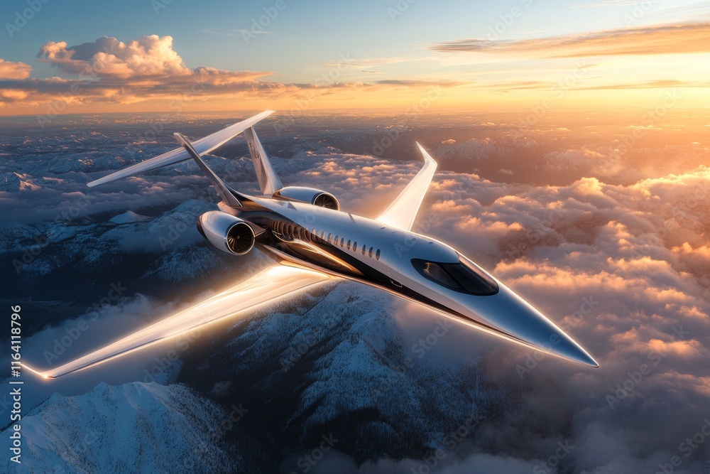 Fototapeta premium A sleek modern jet soaring through a clear blue sky, leaving a trail of condensation behind