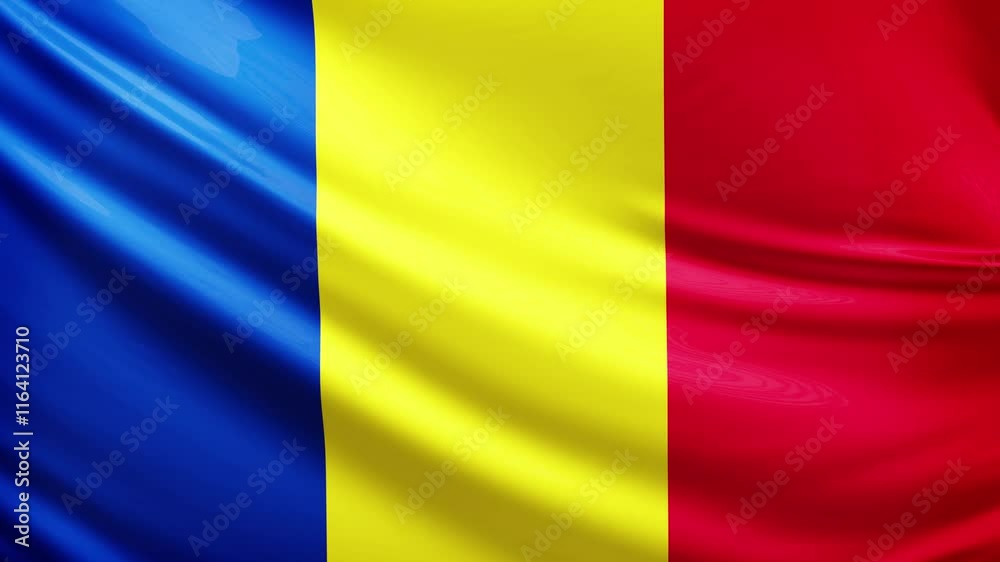 Romania flag video, close-up shot of symbol of romanian nation, europe, animated flag background video, 3D video of a flag, national symbol of the people, patriotism, full screen Romania flag video, close-up shot of symbol of romanian nation, europe, animated flag background video, 3D video of a flag, national symbol of the people, patriotism, full screen