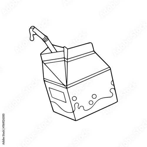 a line art drawing of a box of milk illustration