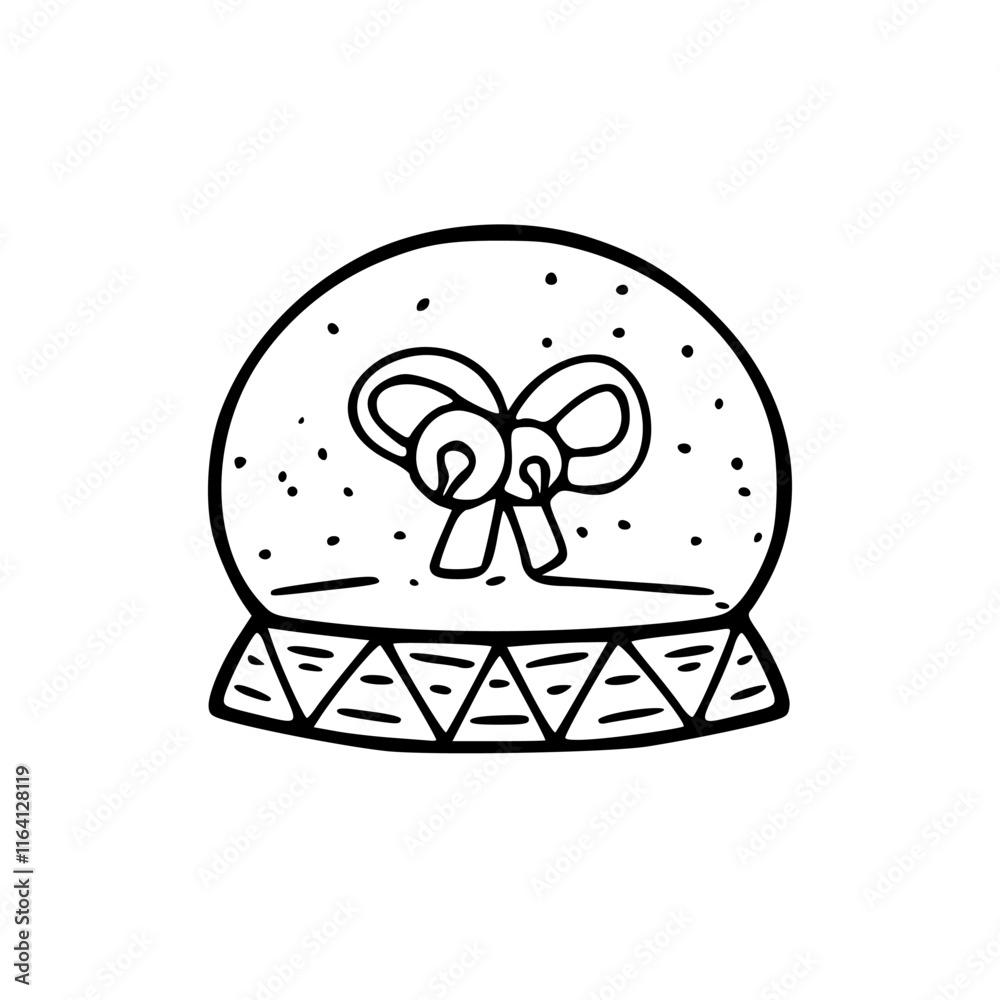 a line art drawing of a snow globe with bow illustration a line art drawing of a snow globe with bow illustration
