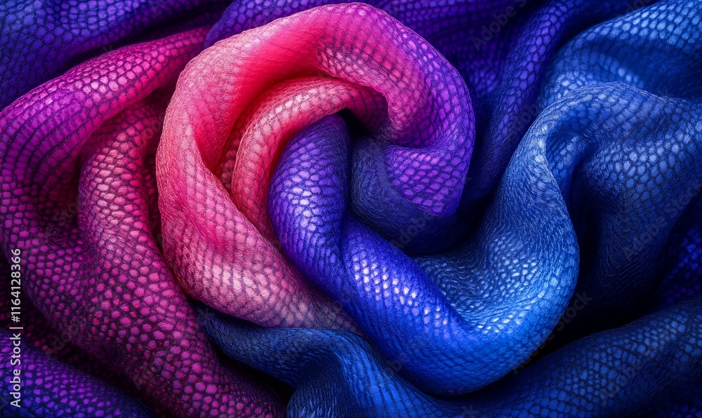 Fototapeta premium Colorful fabric swirl, ombre, textured, gradient.