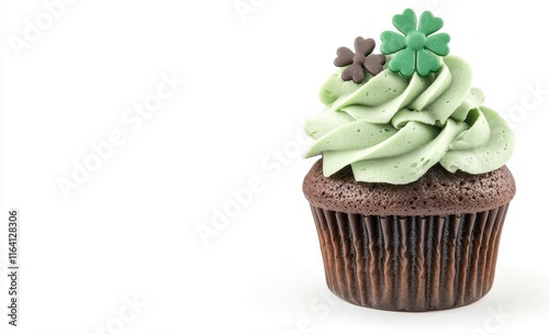 Wallpaper Mural Green cupcake for St. Patrick's Day against a white backdrop Torontodigital.ca