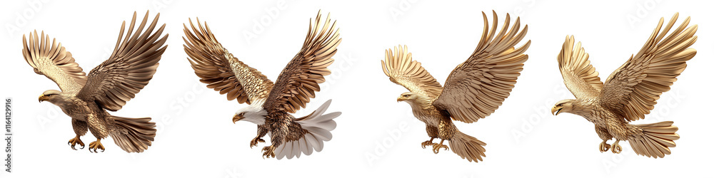 Obraz premium Four golden birds flying in the air