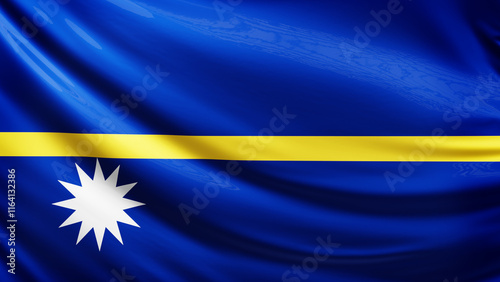 Nauru flag picture, close-up shot of symbol of nauru nation, oceania,  animated flag background photo, 3D photo of a flag, national symbol of the people, patriotism, full screen