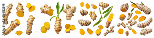 Wallpaper Mural A collection of yellow and orange root vegetables, including ginger, turmeric Torontodigital.ca