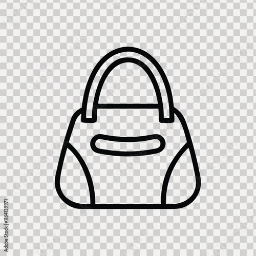 A clean, minimalistic line art illustration of a women's handbag, ideal for fashion, accessories, and shopping-related designs.