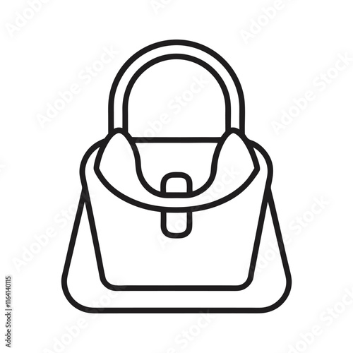 A clean, minimalistic line art illustration of a women's handbag, ideal for fashion, accessories, and shopping-related designs.