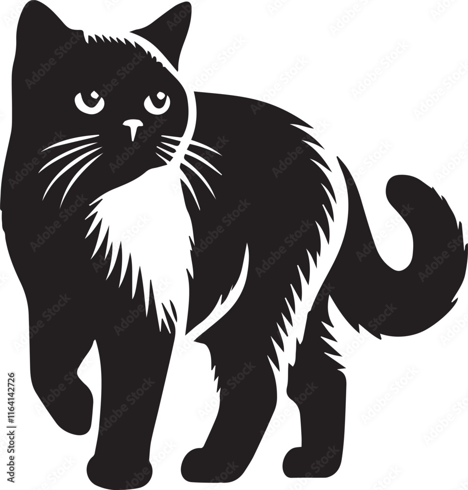 Obraz premium black and white cat