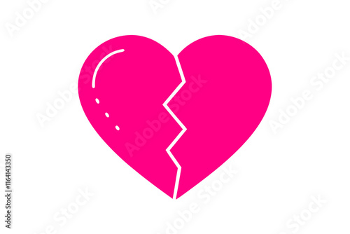 Heartbreak broken heart vector silhouette illustration on white background
