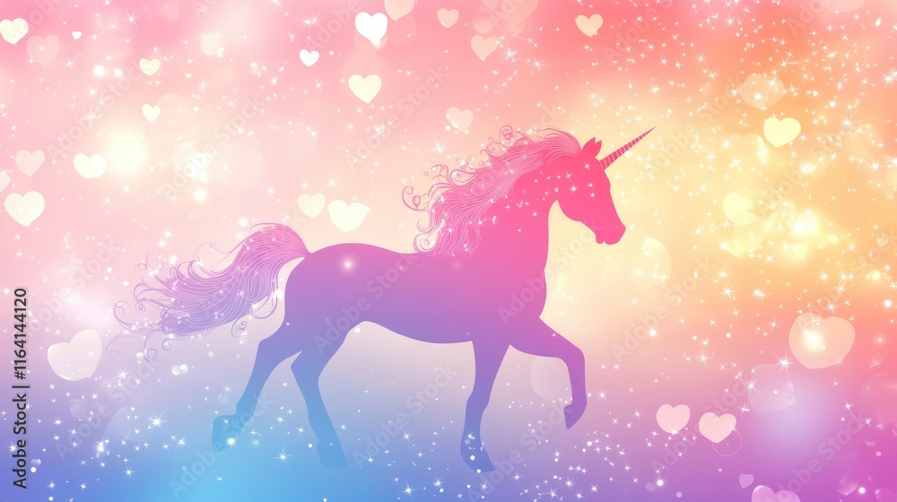Unicorn pastel backrground with hearts, circles, bokeh, stars. Vector dreamy sweet wallpaper. Unicorn pastel backrground with hearts, circles, bokeh, stars. Vector dreamy sweet wallpaper.