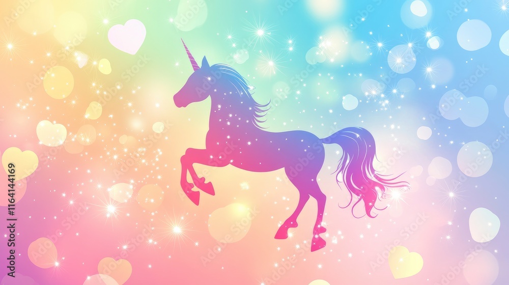 Unicorn pastel backrground with hearts, circles, bokeh, stars. Vector dreamy sweet wallpaper. Unicorn pastel backrground with hearts, circles, bokeh, stars. Vector dreamy sweet wallpaper.