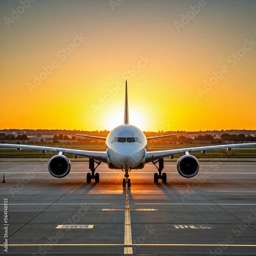 Passagierflugzeug am Flughafen im Abendlicht