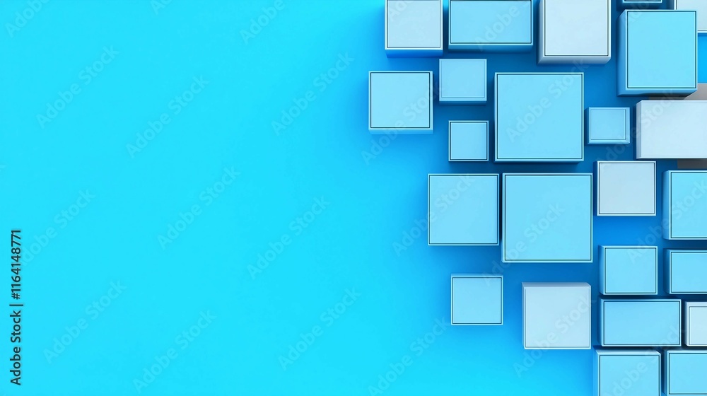 Blue Geometric Shapes on Bright Blue Background for Modern Design Blue Geometric Shapes on Bright Blue Background for Modern Design