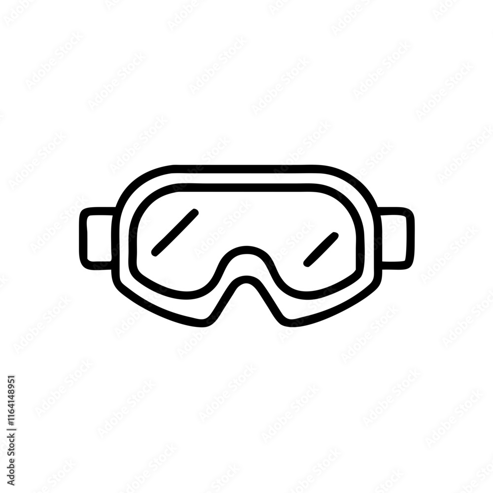 Black ski goggles icon in simple line art style Black ski goggles icon in simple line art style