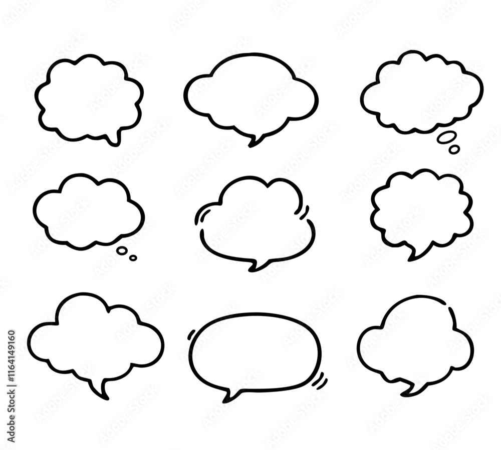 Stylish Hand Drawn Speech Bubble Frame Set Freehand Decorative Elements Stylish Hand Drawn Speech Bubble Frame Set Freehand Decorative Elements
