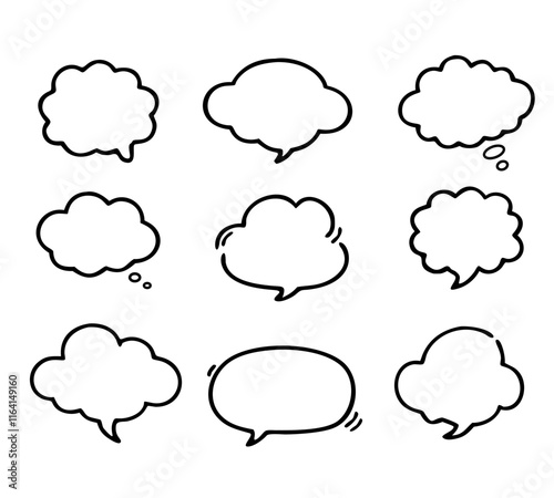 Stylish Hand Drawn Speech Bubble Frame Set Freehand Decorative Elements