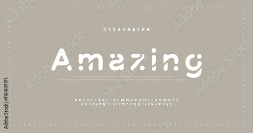 Abstract minimal creative alphabet fonts. Flat twisted Regular font with dot.