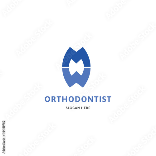 Blue tooth design for orthodontist services with a slogan. Suitable for dental clinics, orthodontist offices, and advertising campaigns.