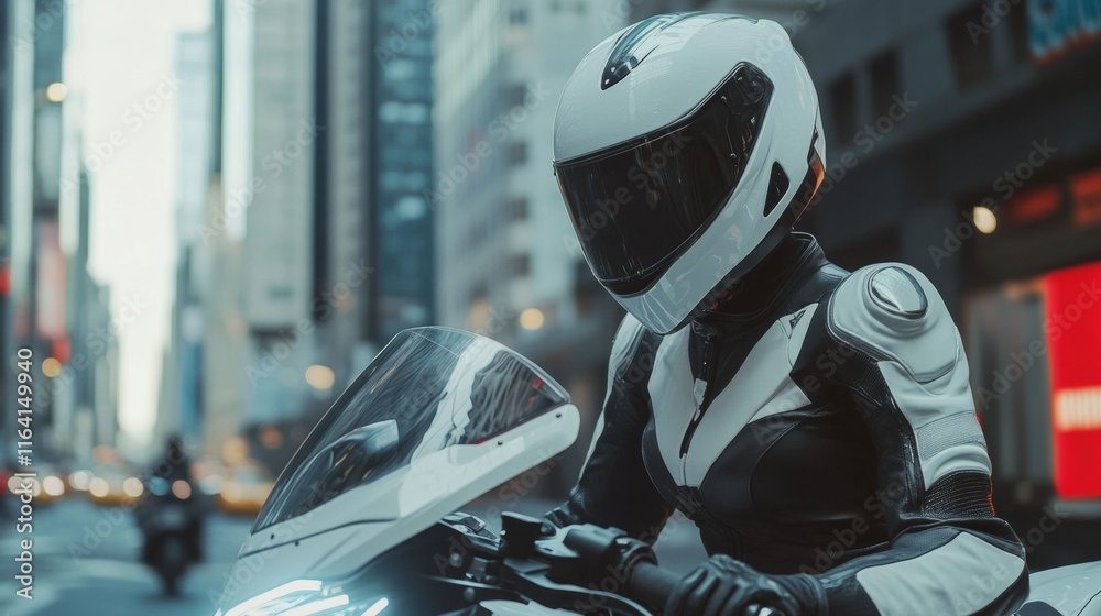 man on motorcycle with helmet and vest man on motorcycle with helmet and vest