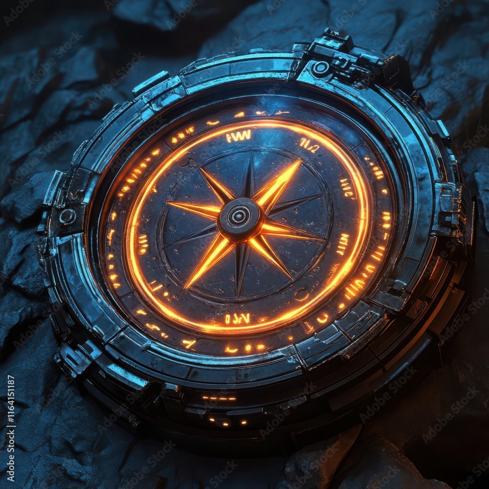 Naklejka premium Design a sleek, glowing compass