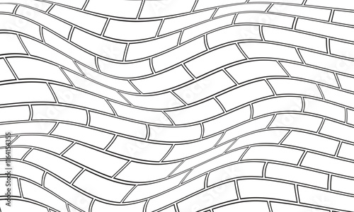 abstract simple outline brick line wave pattern can be used background.