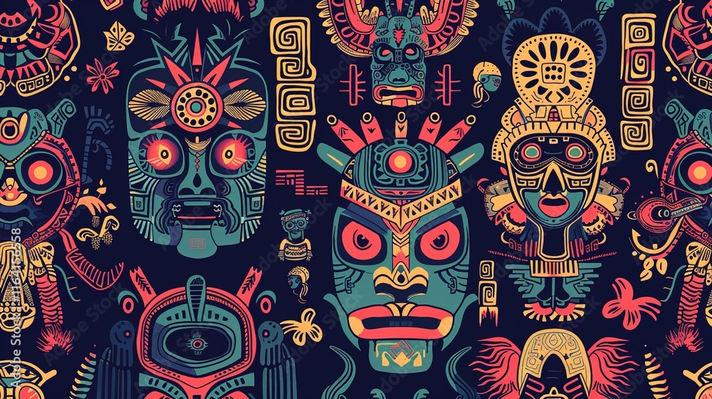 Fototapeta premium aztec seamless pattern wallpaper