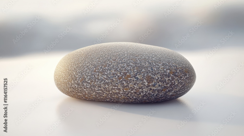 Smooth pebble on white surface with soft diffused light Smooth pebble on white surface with soft diffused light