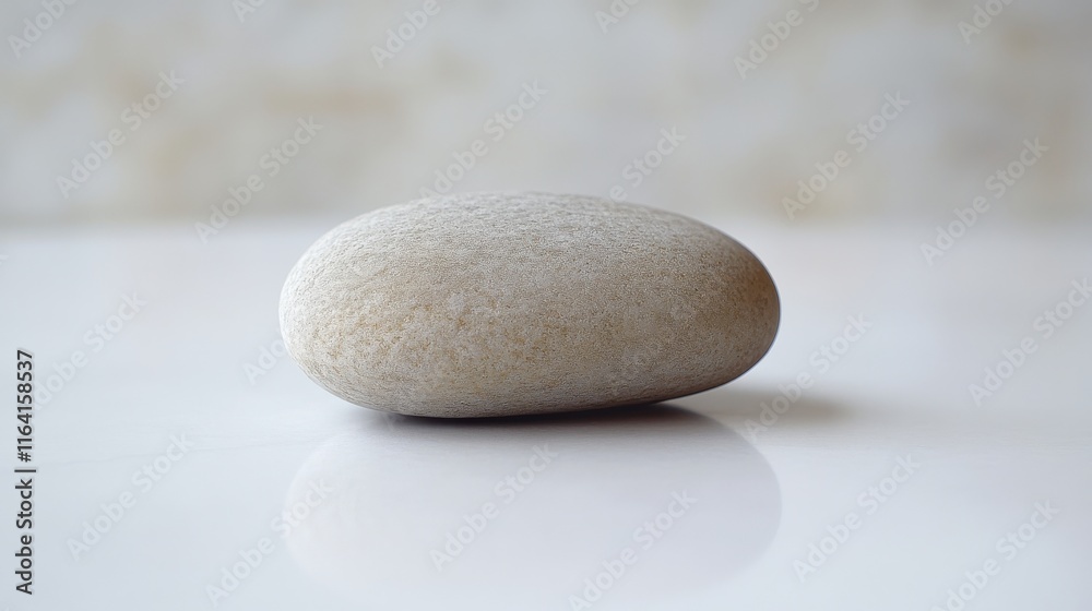Smooth pebble on white surface with soft diffused light Smooth pebble on white surface with soft diffused light