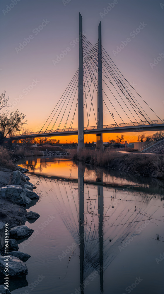 Obraz premium Newly Constructed Bridge Exemplifies Modern Engineering and Community Connectivity