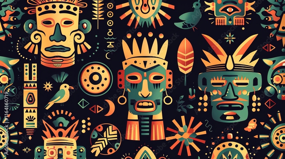 Fototapeta premium aztec seamless pattern wallpaper