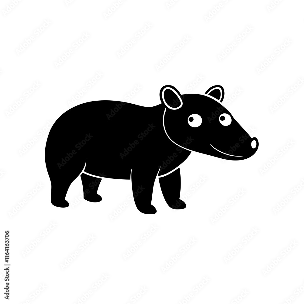 Fototapeta premium Tapir cartoon vector silhouette