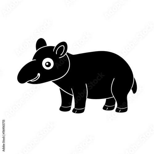 Tapir cartoon vector silhouette