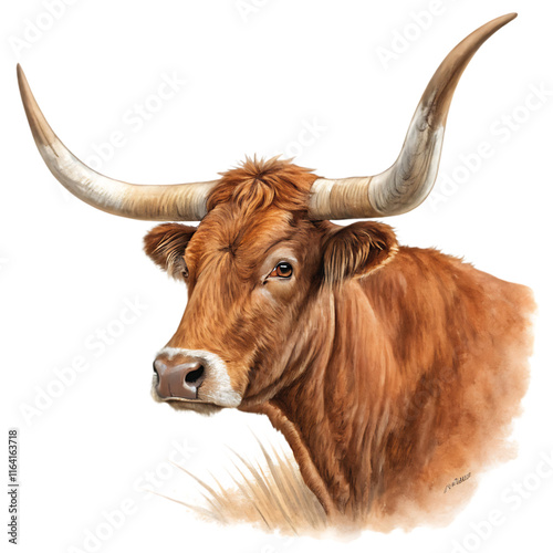 Texas longhorn cow front view cattle portrait