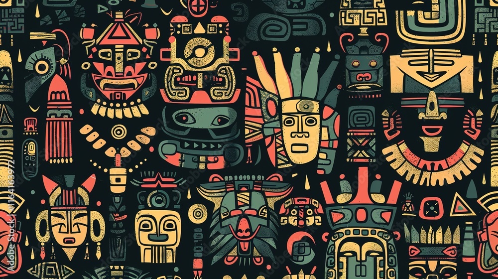 Fototapeta premium aztec seamless pattern wallpaper