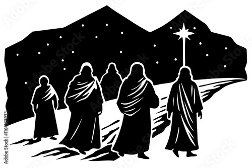Faithful Journey isolated vector silhouette illustration on white background