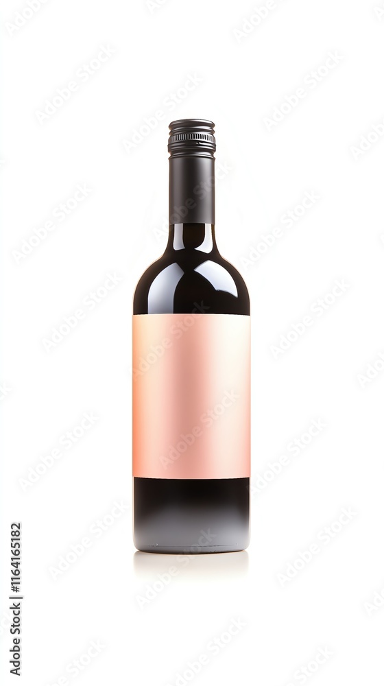 Wine bottle Mock up concept. Pastel background, elegant wine bottle with a sleek label design Wine bottle Mock up concept. Pastel background, elegant wine bottle with a sleek label design