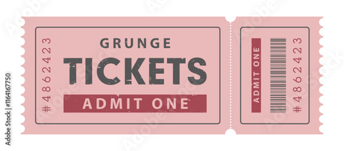 Coupon for sales and discounts ticket with text on pink background with grunge effect. Vector illustration.