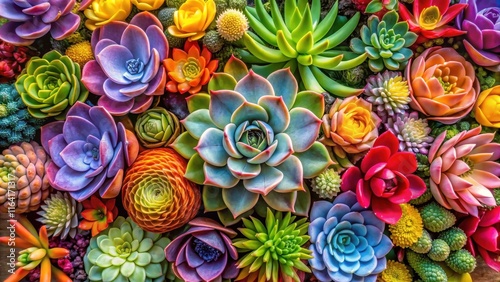 Vibrant colorful flowering succulent arrangement , flowers, decorative,  flowers, decorative