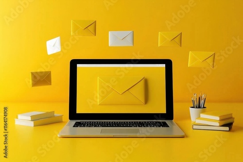 A laptop displaying an envelope symbolizes email marketing strategies.