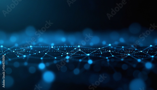 Abstract Network Grid with Blue Connections: An abstract network grid featuring blue connections, symbolizing seamless integration of data and technology.