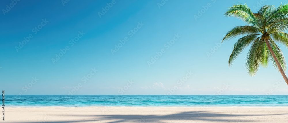 Relaxing tropical beach scene with palm trees clear waters calm environment scenic view nature's beauty Relaxing tropical beach scene with palm trees clear waters calm environment scenic view nature's beauty