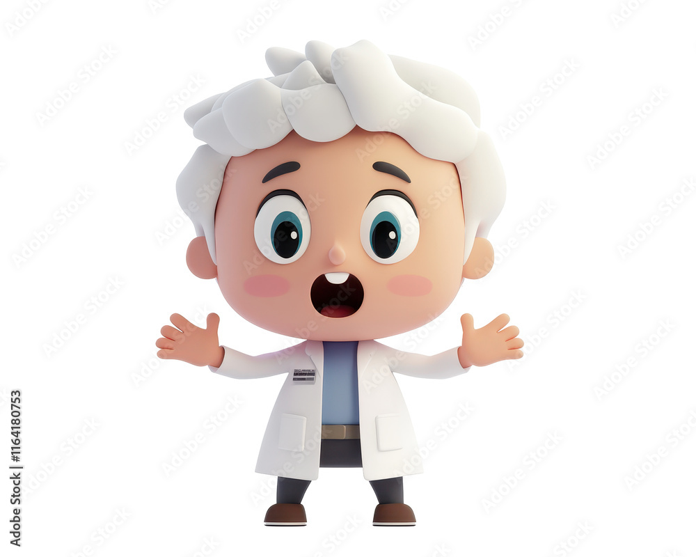 Isolated Happy Scientist Cartoon Character