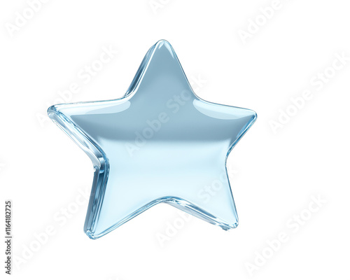 Isolated Transparent Light Blue 3D Star
