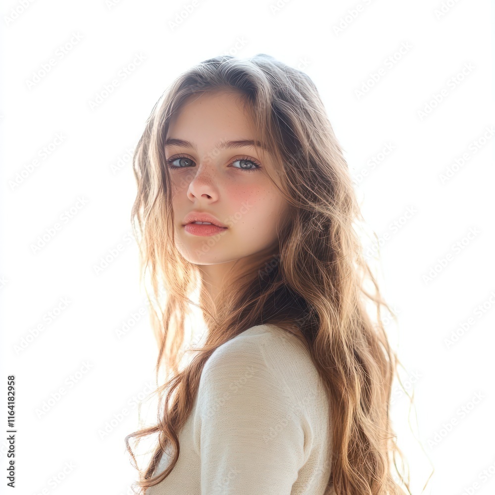 Teen girl model Isolated on White Background Generative AI Teen girl model Isolated on White Background Generative AI