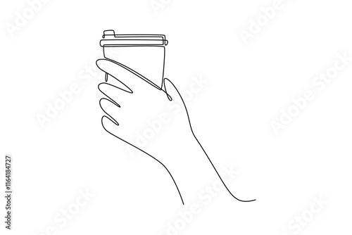 Coffee beverage Concept. Single line draw design vector graphic illustration.