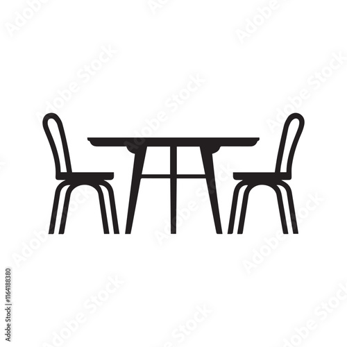 chairs and tables silhouet vector on a white background